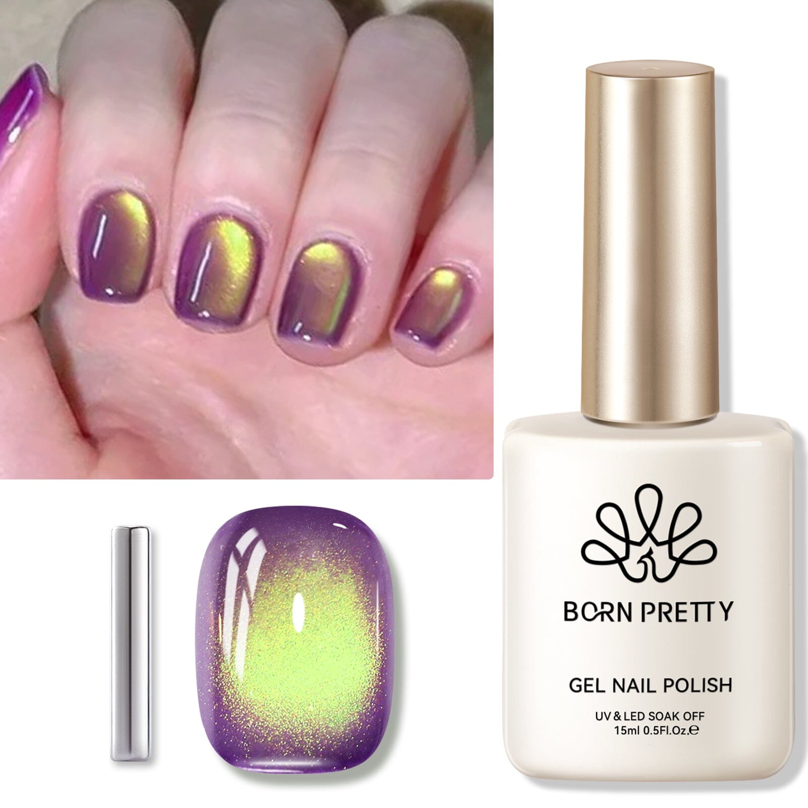 Purple Magnetic Cat Eye Gel Polish - MY270 Honey Trap 15ml Nail Lacquer for Salon & Home Manicures | Long-Lasting UV/LED Nail Art Design