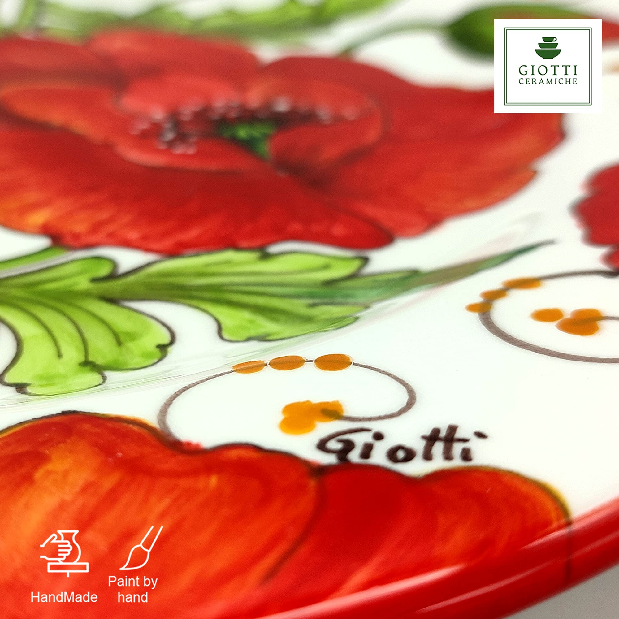 Italian Ceramic Dinnerware Set for 4 - Hand Painted Tuscan Pottery Plates, Bowls & Mugs - Authentic Italian Kitchen Dishes Set - Elegant Home Decor with Poppy Design - Perfect for Family Dinners, Entertaining Guests & Special Occasions