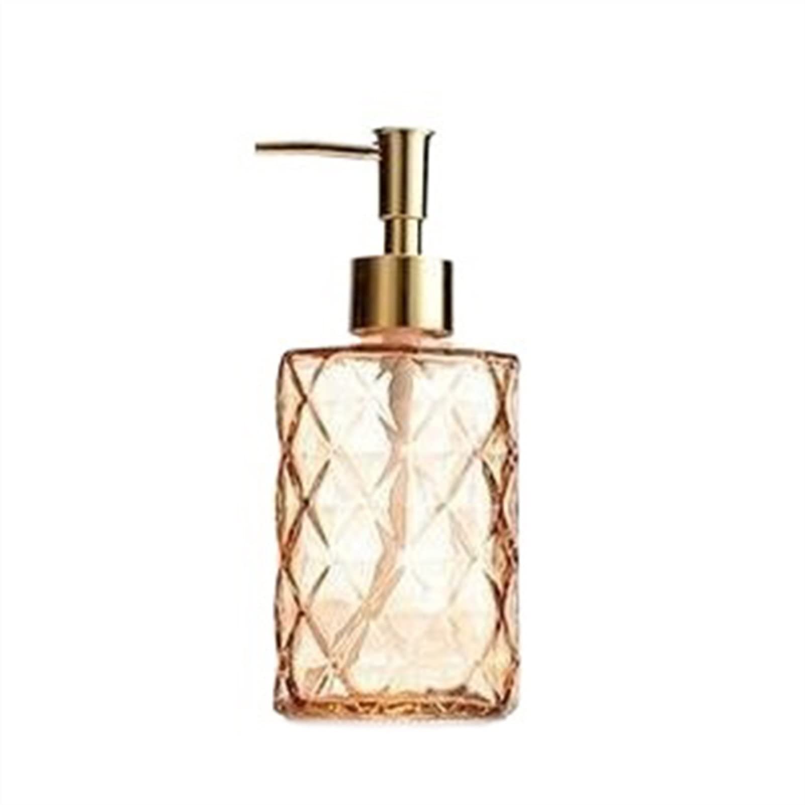 Glass Soap Dispenser 330ml - Manual Vacuum Pump Bathroom Soap Dispenser Bottle, Transparent Flower Design for Kitchen & Bathroom Countertop, Hand Wash Liquid Container (330ML Capacity, Green Color)