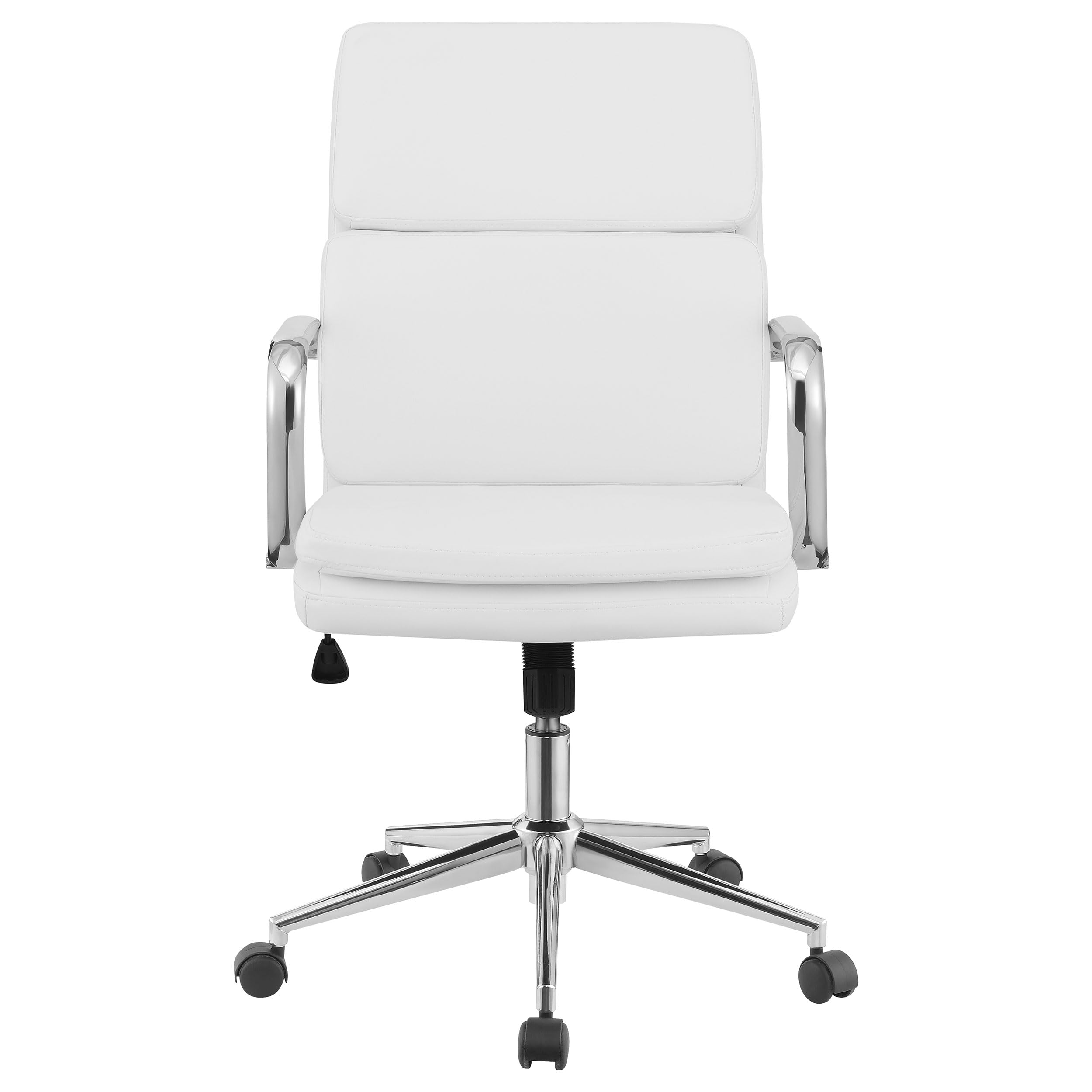 Coaster Furniture 801767 Standard Back Upholstered Office Chair - White & Chrome Ergonomic Desk Chair for Home Office, Computer Workstation & Conference Room