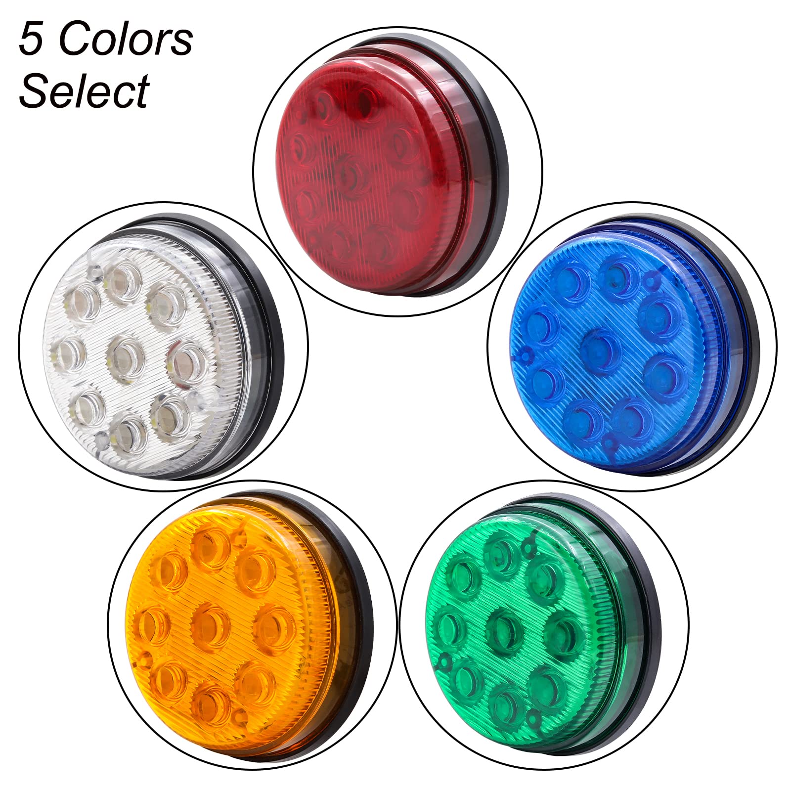 Biqing 3 Inch Round Marker Lights Green - 2PCS 24V 9-LED High/Low Beam Side Lights for Car, Truck, Van, Trailer, Lorry, Bus - Durable Front Rear Clearance Indicators for Night Driving & Off-Road Use