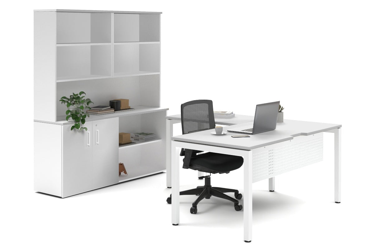 Quadro Square Legs L-Shaped Executive Desk with White Legs [1800L x 1700W] - Perfect for Home Office, Modern Workspace & Executive Suites