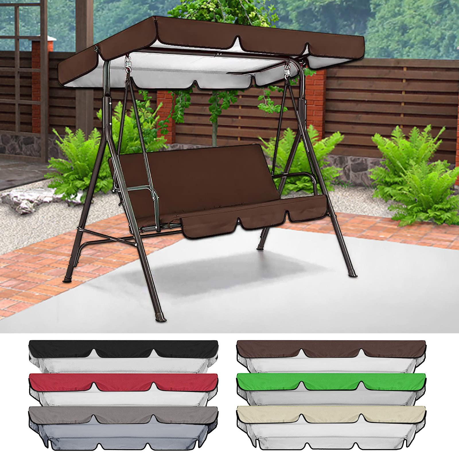 Outdoor Patio Swing Canopy Replacement - Heavy Duty 3 Seater Porch Swing Seat Cover, Waterproof Windproof & UV Resistant - Perfect for Garden, Backyard, Hammock & Outdoor Relaxation