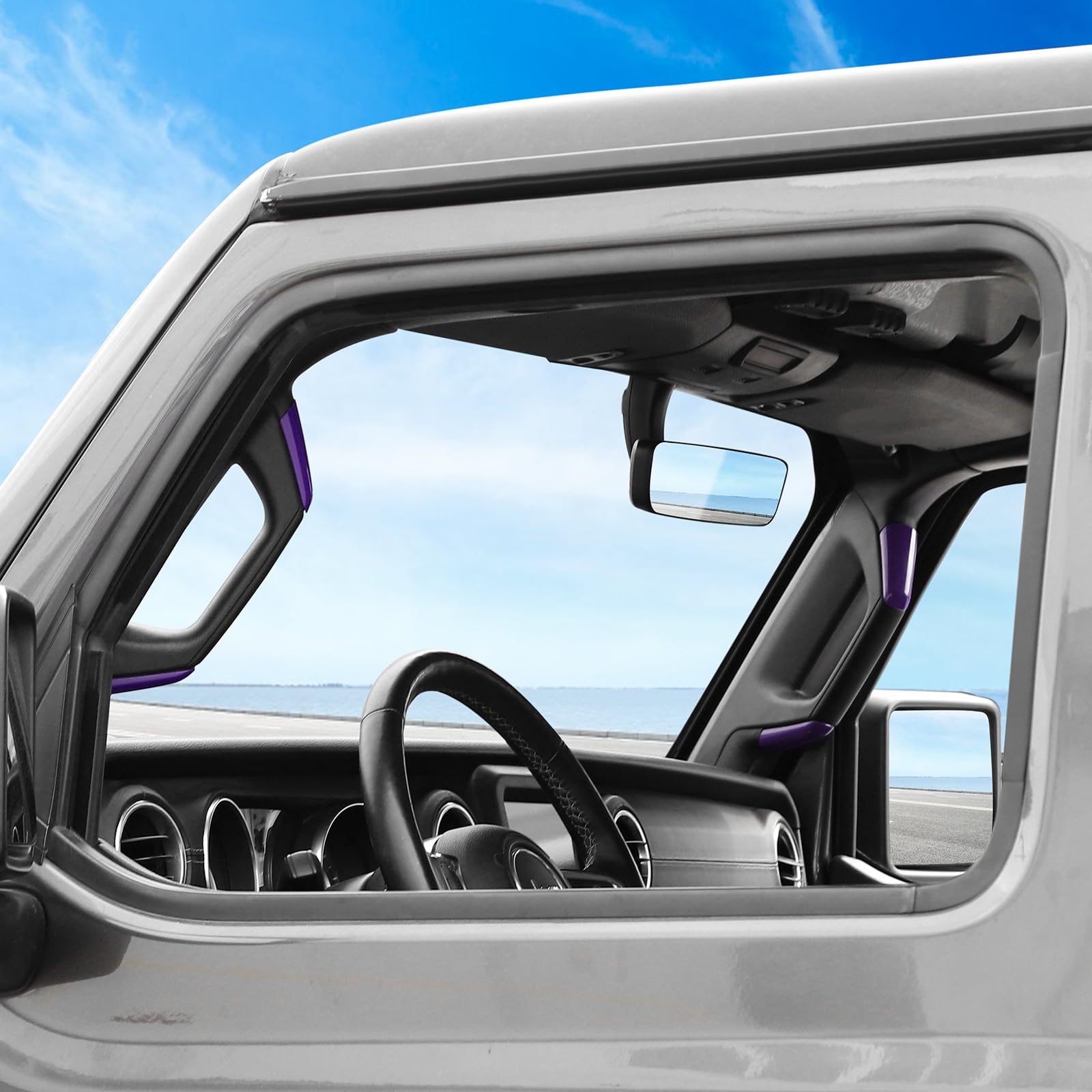 RT-TCZ Jeep JL A Pillar Grab Handles Cover Trim - Purple Interior Accessories for Jeep Wrangler JL/JLU & Gladiator JT (2018-2023 Models) - Perfect for Off-Roading & Interior Customization