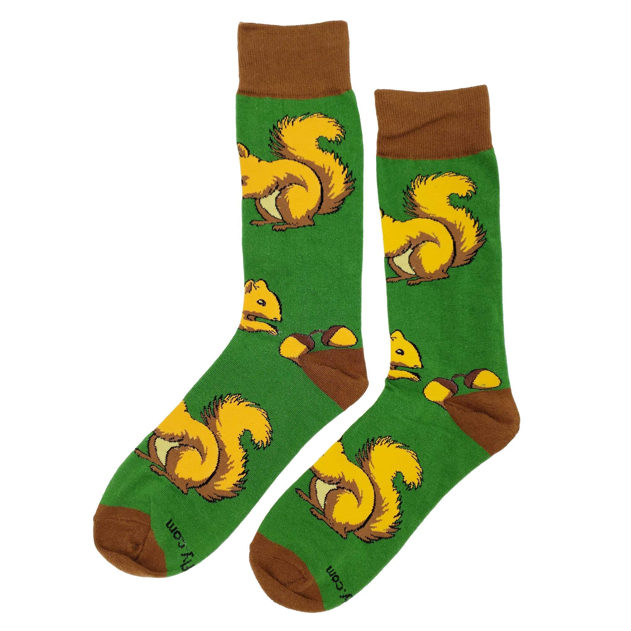 Funny Squirrel Nut Dress Socks for Men - Novelty Cotton Crew Socks Size 8-12 - Colorful Crazy Fun Design - Perfect Gift for Christmas, Birthday & Casual Wear - Great for Office, Parties & Everyday Fashion
