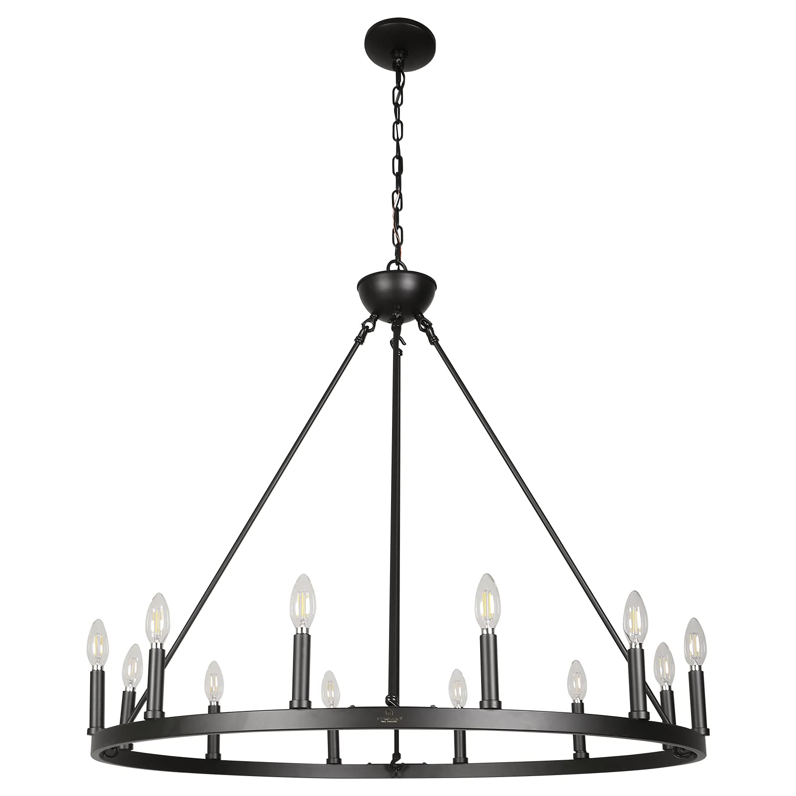 12-Light Wagon Wheel Chandelier - 37