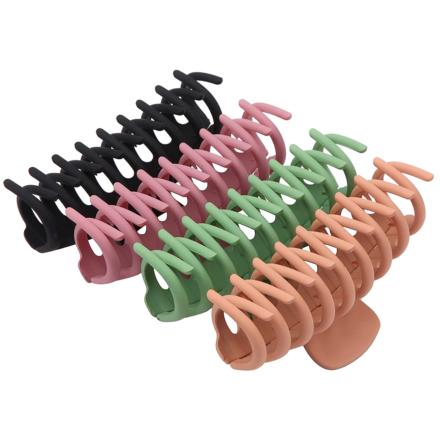 ALIBA COLLECTION 4 Pcs Large Hair Claw Clips - 4.7 Inch Matte Hair Clips for Women & Teens - Strong Hold Jaw Clips for Thick & Thin Hair - Neutral Hair Accessories for Everyday, Work & Gym Use [Multicolor]