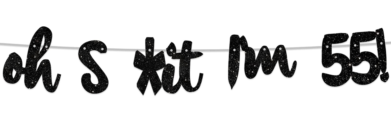 Happy 55th Birthday Banner - Glitter Black 'Oh I'm 55!' Backdrop for Men & Women - Party Decorations, Photo Studio Props, Flags & Supplies - Perfect for 55th Birthday Celebrations, Milestone Parties & Photo Booths