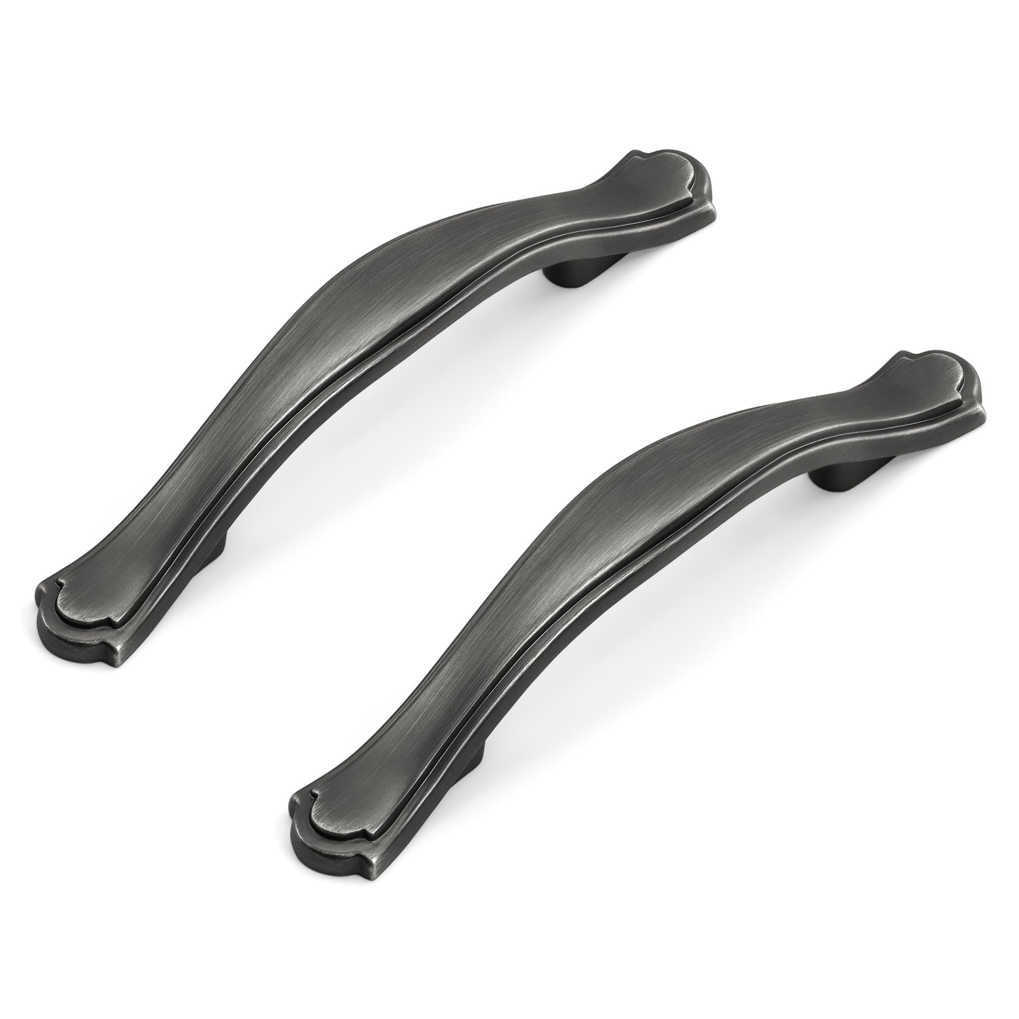 Antique Silver Cabinet Handles - 3 Inch Hole Center Arch Pulls - Pewter Brushed Kitchen Cabinet Hardware - 1 Pack by HESTIA HARDWARE (Z8.1.B) - Perfect for Vintage Style Kitchen Cabinets, Dressers & Furniture Restoration