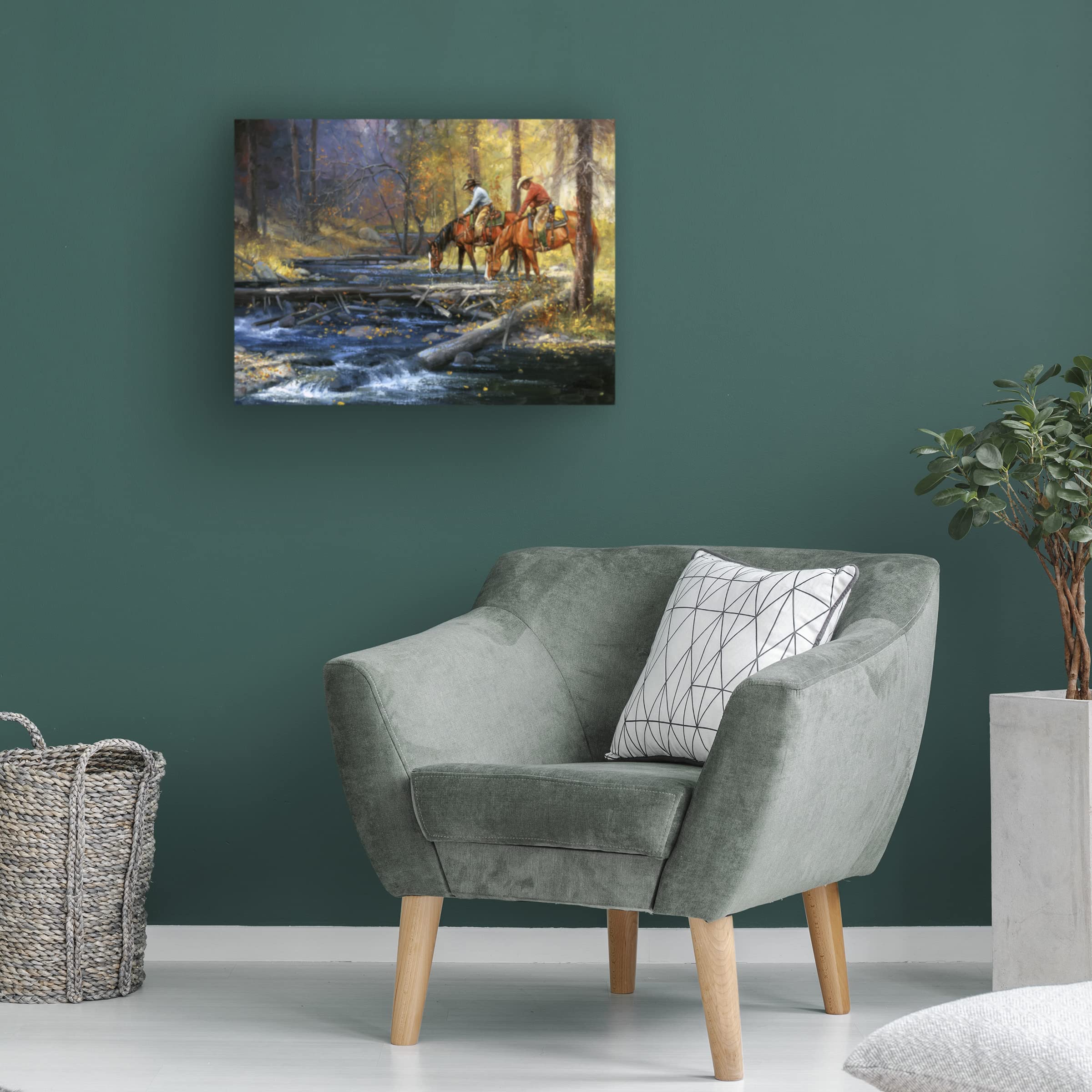 Jack Sorenson 'Cold Water And Falling Leaves' Canvas Wall Art Print - Modern Nature Landscape Painting for Living Room, Bedroom & Office Decor