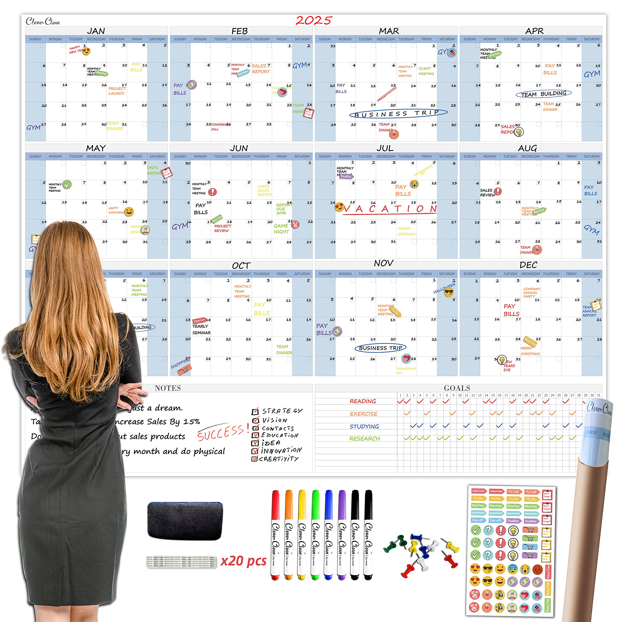 Large 5ft x 4ft Dry Erase Wall Calendar 2025 - Undated Jumbo Laminated Planner for Home Office & School Projects | Whiteboard Task Organizer | Perfect for Scheduling, Project Management & Family Organization