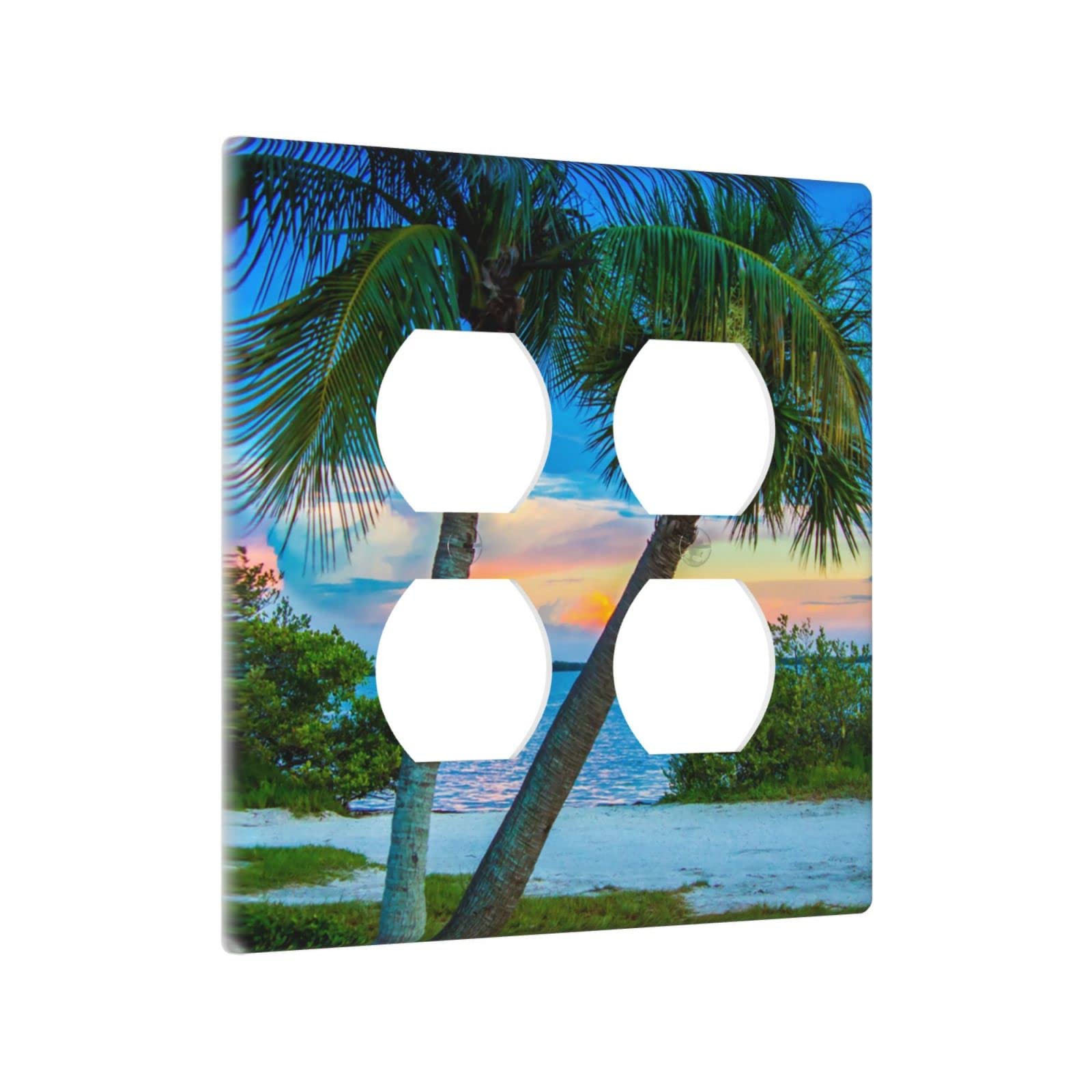Beach Wall Plate Cover - 2 Gang Outlet Decor for Living Room & Bedroom