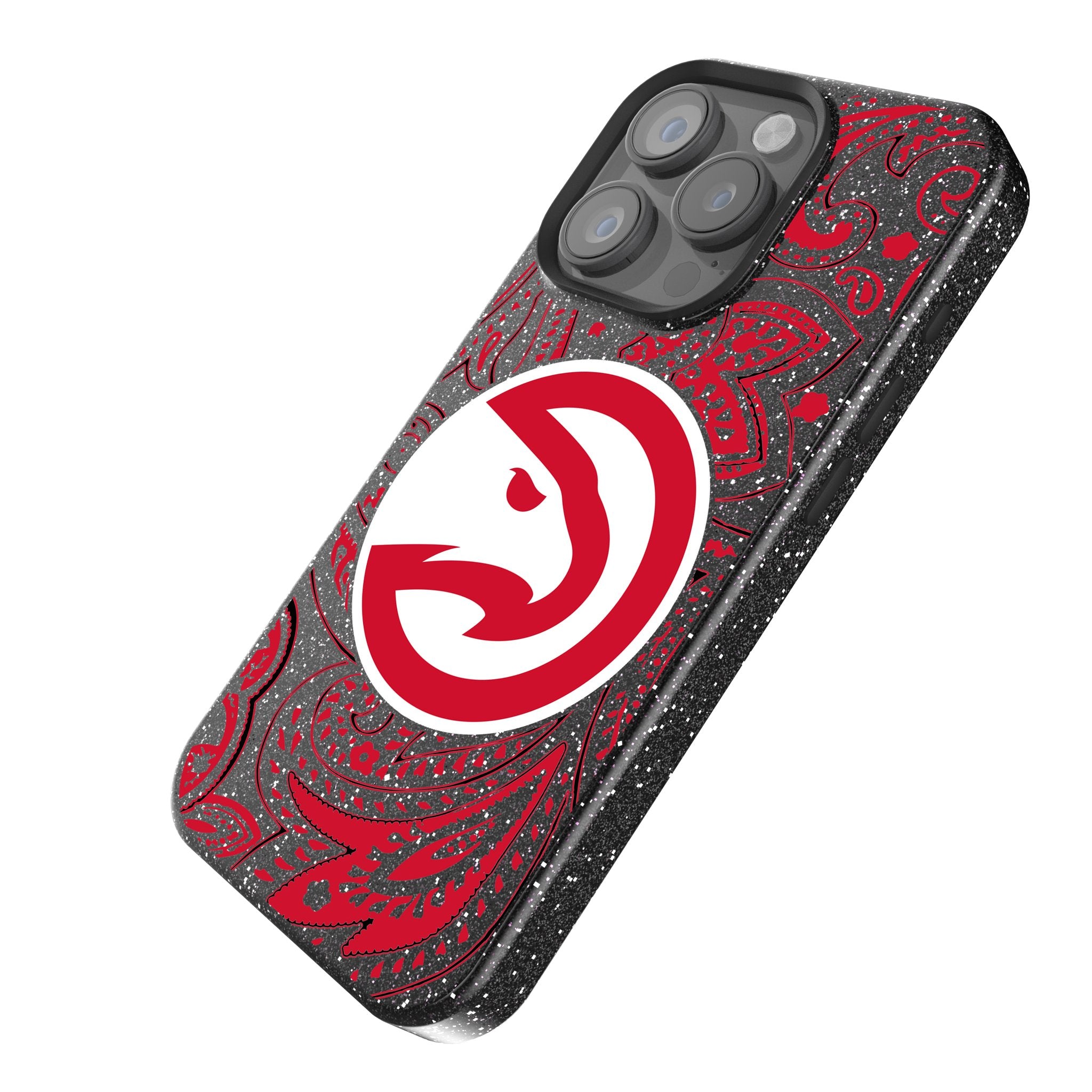 Atlanta Hawks Paisley Bling Phone Case - Stylish Glitter Design for iPhone & Samsung - Perfect for Basketball Fans & Game Days