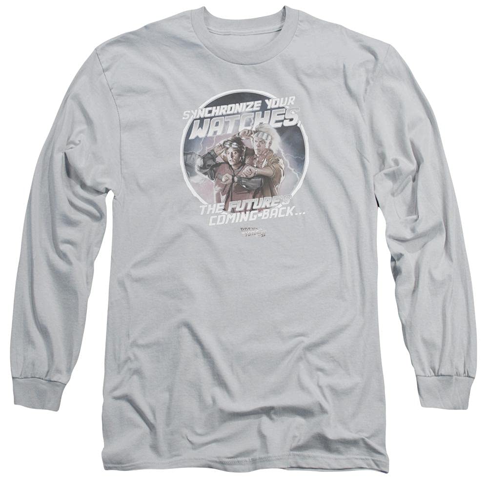 Back to The Future Synchronize Watches Adult Long Sleeve T-Shirt | Sons of Gotham Graphic Tee | 80s Movie Fan Gift & Casual Wear