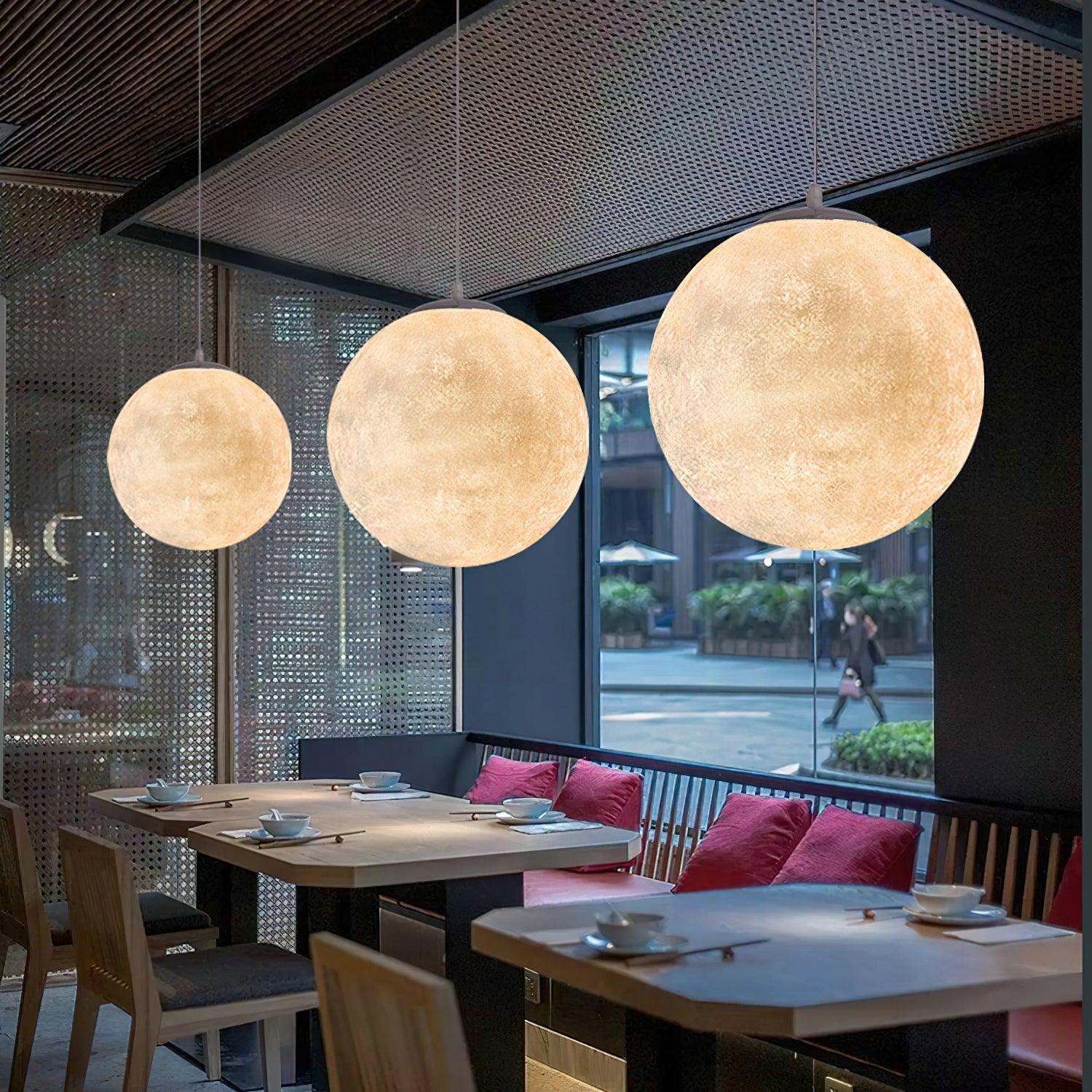 Moon Pendant Lamp - Modern Nordic Style Ceiling Light Fixture for Living Room, Bedroom, Dining Room & Kitchen Decor