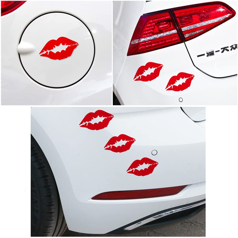 Keen Girls Night Out Red Lip Vinyl Decal Stickers - 15pcs Self-Adhesive Kiss Lips Stickers for Cars, Trucks, Vans, Walls, Laptops & Windows - Perfect for Bachelorette Parties, Girls' Night Decor & Car Accessories