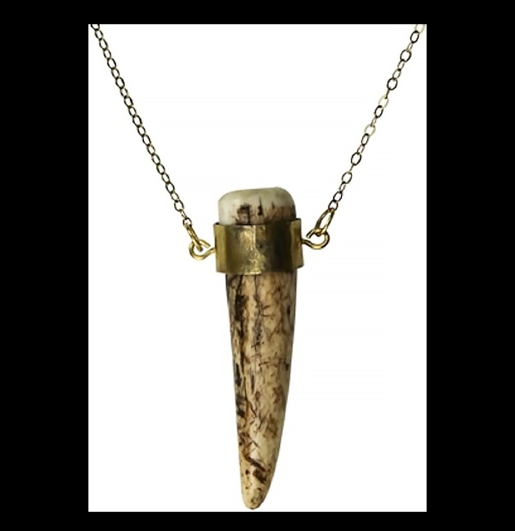 Handmade Brass Antler Shed Necklace - Unique Deer Antler Jewelry for Men & Women - Perfect for Outdoor Enthusiasts, Nature Lovers & Boho Fashion