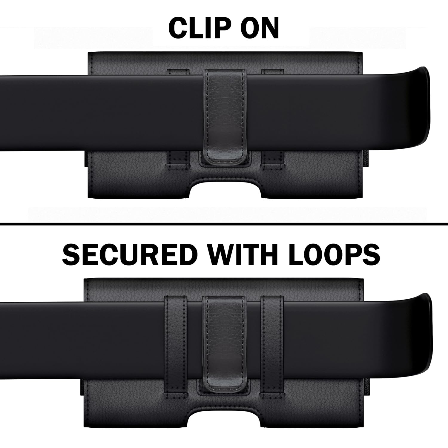 Premium Phone Holster Belt Clip for iPhone 16/15/14/13/12/11 Pro, XS/X/XR & Samsung Galaxy S25/S24/S23/S22 - Universal Cell Phone Holder with ID Card Pouch (Fits Phones with Cases) - Perfect for Construction, Hiking, Running & Outdoor Activities