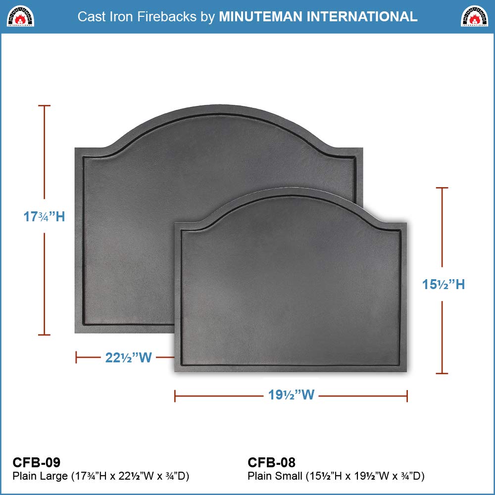 Small Black Plain Design Cast Iron Fireback - Durable Fireplace Back Panel for Wood Stoves & Fireplace Inserts | Perfect for Home Heating & Rustic Decor