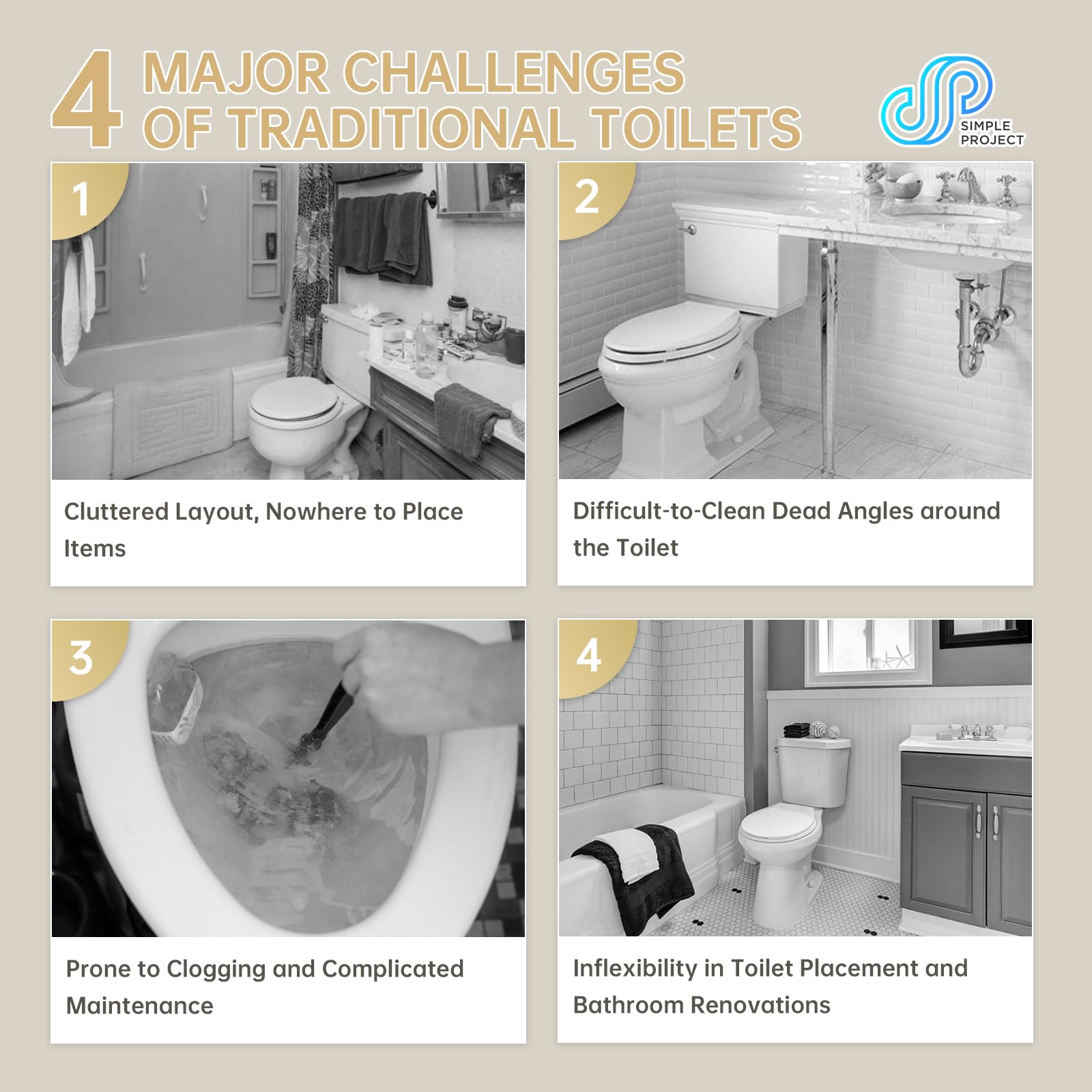 Wall Mounted Compact Round Toilet Bowl - Rear Outlet Back to Wall Toilet System with Soft Close Seat in Matte Black | Space-Saving Bathroom Solution for Small Bathrooms, Modern Homes & Commercial Spaces