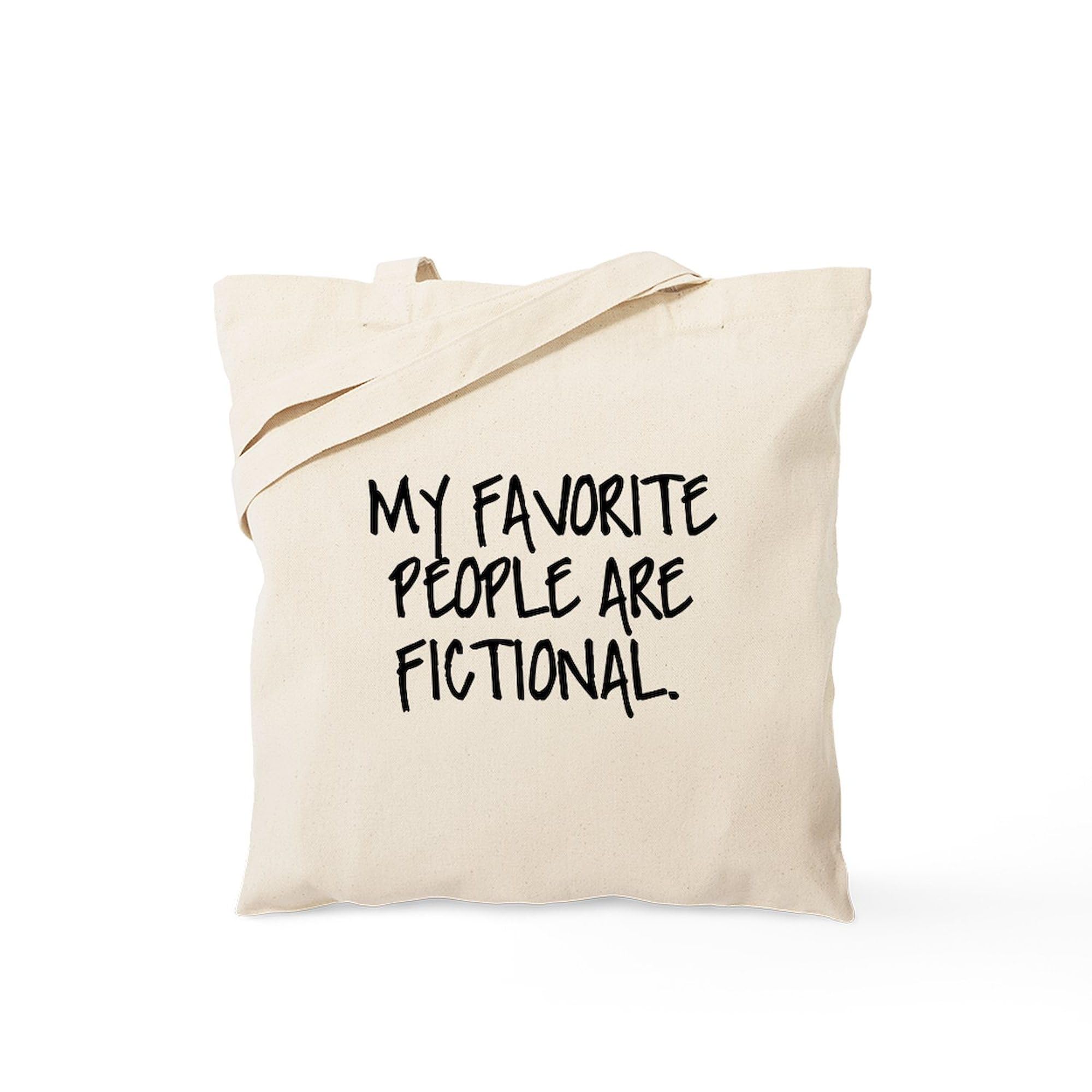 My Favorite People Are Fictional - Natural Canvas Tote Bag | Reusable Shopping Bag for Book Lovers, Library & Comic Con