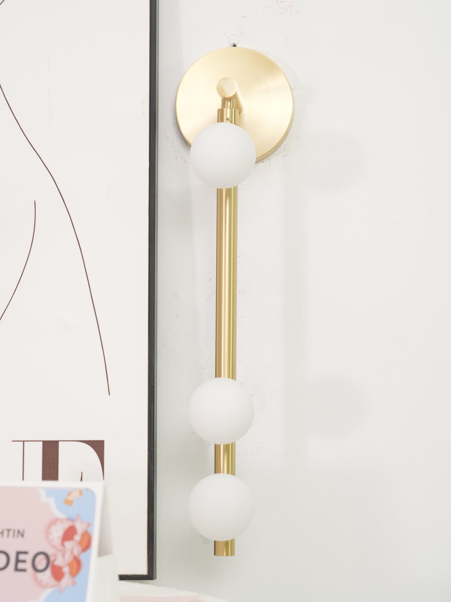 Vintage Brass Wall Sconce with Glass Tube Shade - Plug in Wall Lamp for Bedroom, Living Room, or Hallway Lighting