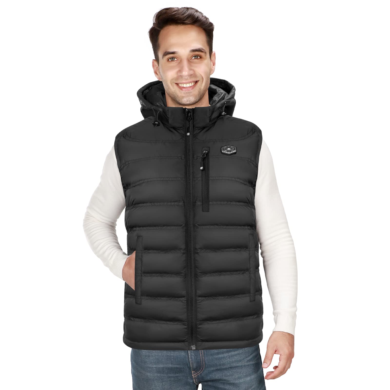 Heated Vest for Men with Detachable Hood & Battery Pack - Electric Warming Jacket for Cold Weather - Perfect for Outdoor Work, Hiking & Winter Sports