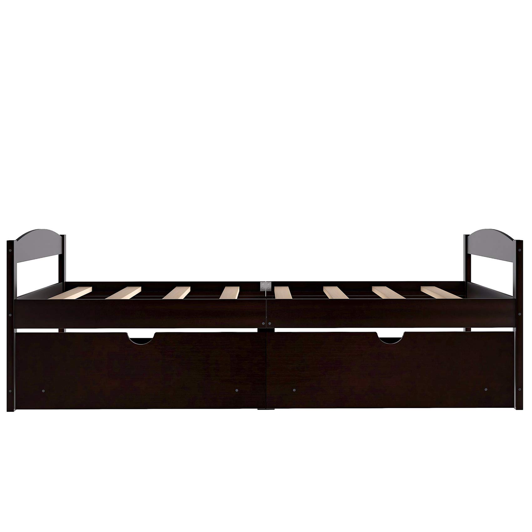 Solid Wood Twin Platform Bed Frame with Headboard & Footboard - No Box Spring Needed, Underbed Storage Drawers - Perfect for Kids Rooms, Guest Bedrooms & Small Spaces
