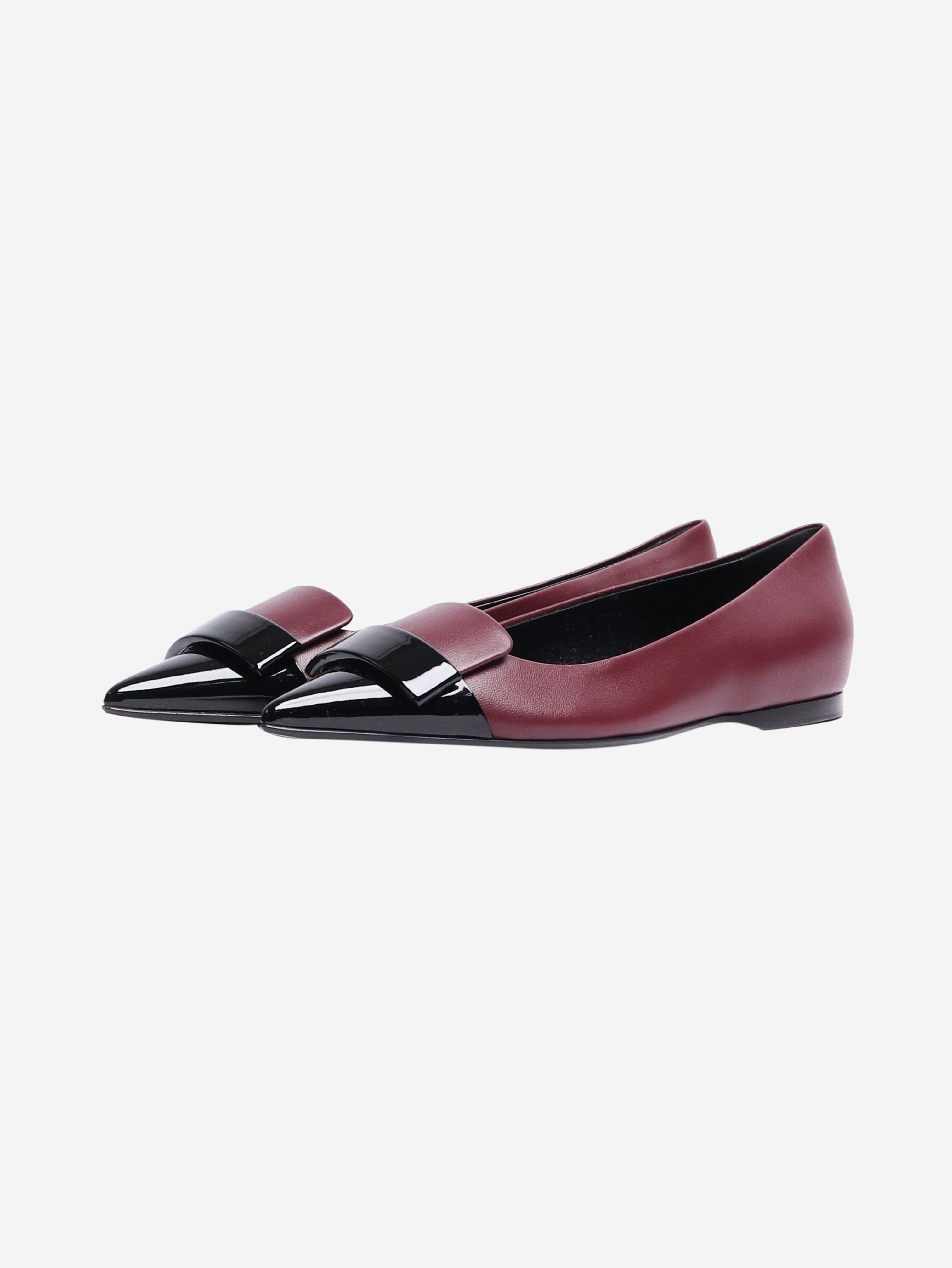 Burgundy Leather Ballet Flats for Women - Size EU 37 (US 7) - Comfortable & Stylish Shoes for Work, Office, and Casual Wear