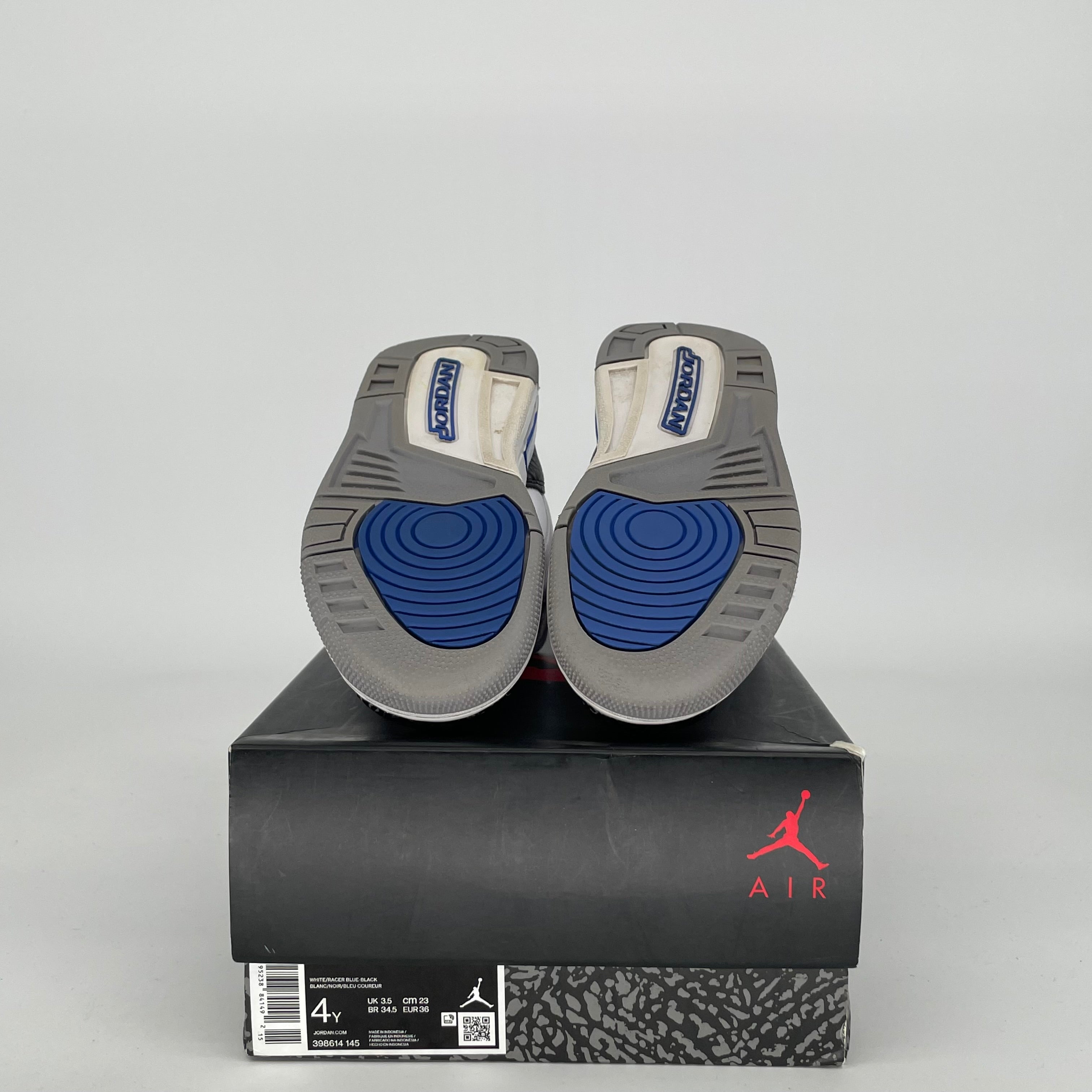 Original Title: AIR JORDAN 3 RACER BLUE SIZE 4Y 398614 145   Optimized Title: Air Jordan 3 Retro Racer Blue Men's Size 4Y (398614-145) - Basketball Shoes for Men & Sneaker Collectors | Perfect for Casual Wear, Sports & Street Fashion