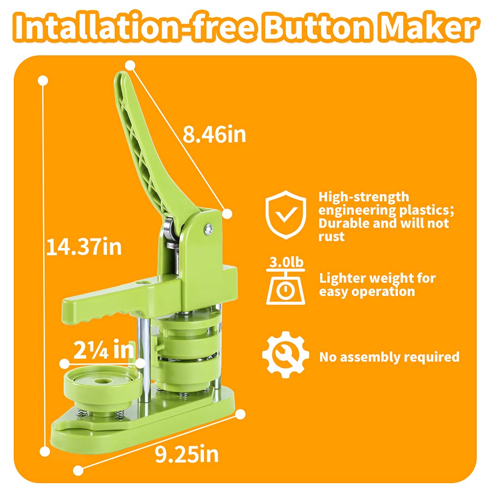 58mm (2.25 inch) DIY Button Maker Machine - No Installation Required, Includes 100pcs Button Supplies, Circle Cutter & Magic Book - Perfect for Custom Pins, Badges, Promotional Items & Craft Projects