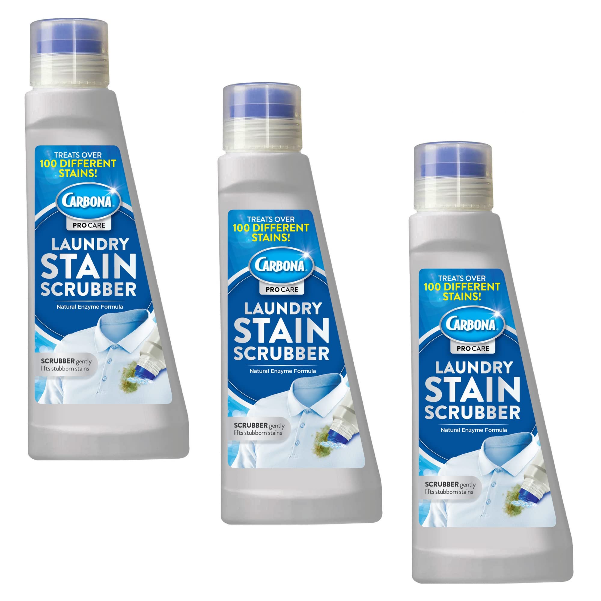 Carbona Stain Wizard Bio-Enzyme Stain Remover - Powerful Formula for Fat, Oil, Blood, Milk, Fruit, Ketchup & Food Stains | Safe for Skin & Washable Fabrics | 3-Pack | Perfect for Laundry, Baby Clothes & Household Cleaning