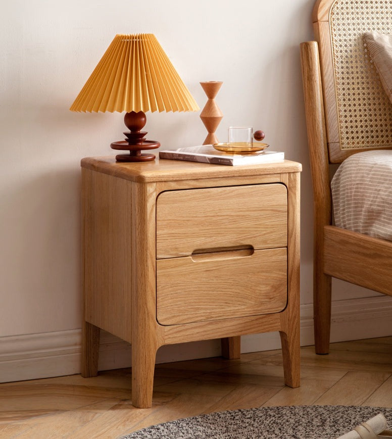 Solid Oak Wood Nightstand - Sturdy Bedside Table with Drawer for Bedroom, Living Room, or Guest Room - Perfect for Storage and Decor
