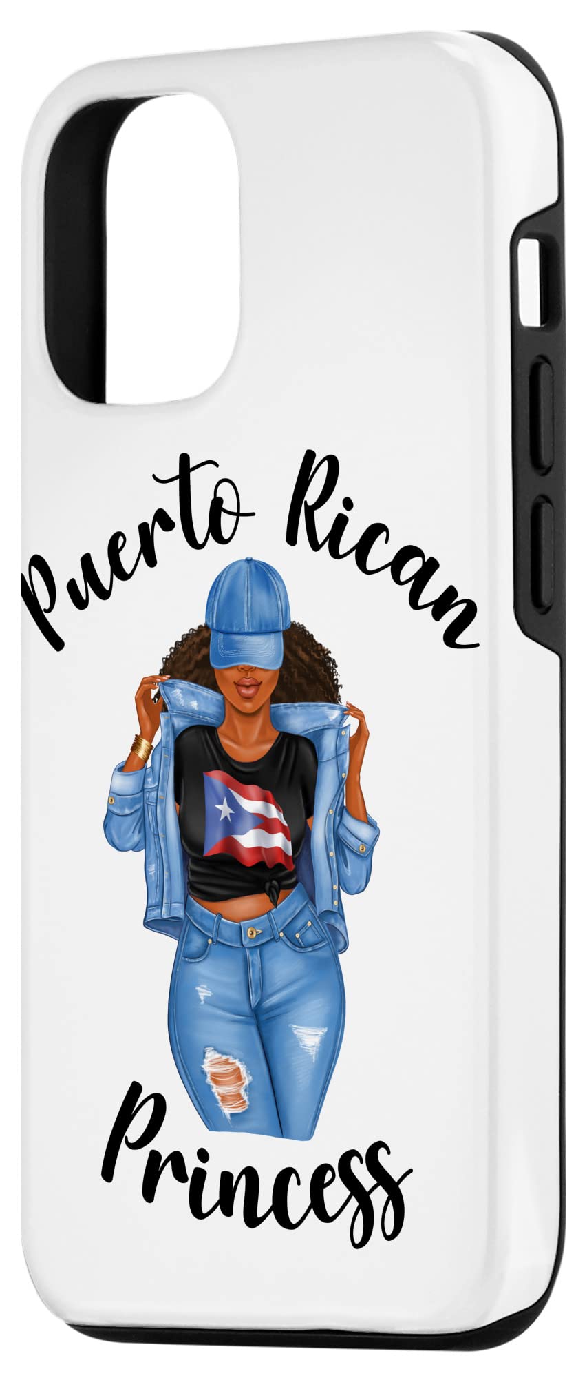 iPhone 12/12 Pro Case - Puerto Rico Black Afro Princess Design - Patriotic Proud Wife & Teen Phone Cover - Perfect for School, Work & Everyday Use
