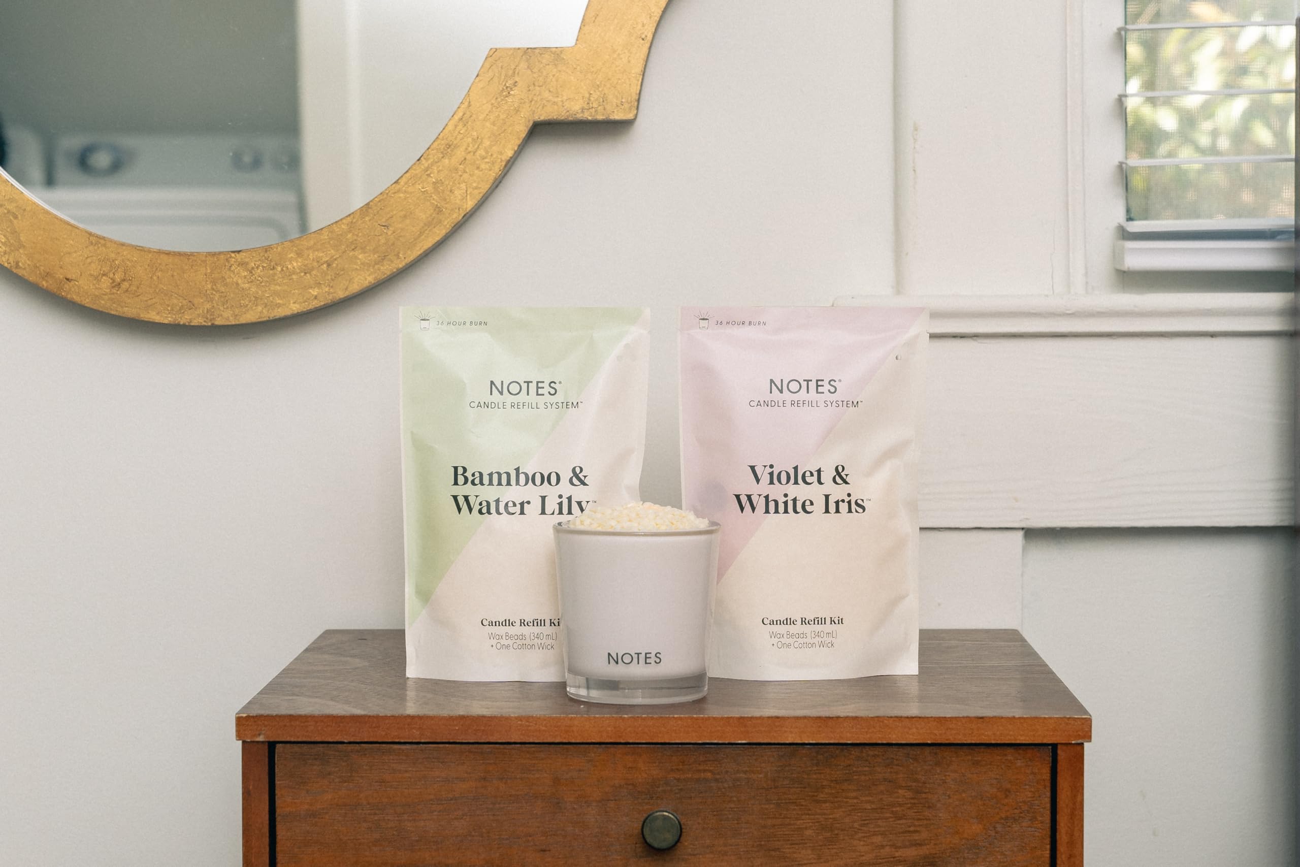 Sustainable Candle Starter Kit - Watery Floral Duo | Refillable & Reusable Candles with 100% Natural Wax | Bamboo Water Lily + Violet White Iris Scented Candles | Perfect for Home Relaxation, Spa Days & Romantic Ambiance