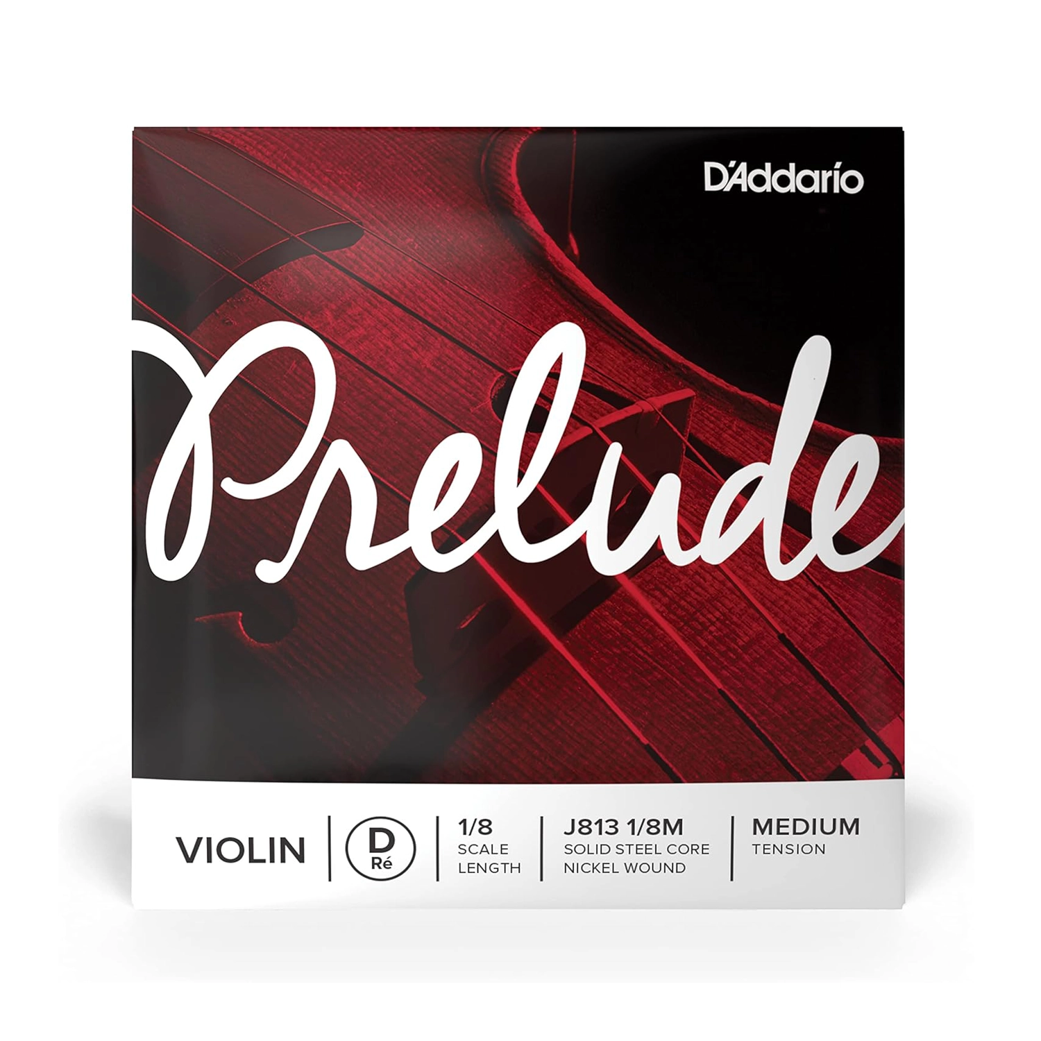 D'Addario Prelude Violin String - Single D String for 1/8 Scale Violins, Medium Tension - Perfect for Student Violinists & Beginners Practice Sessions