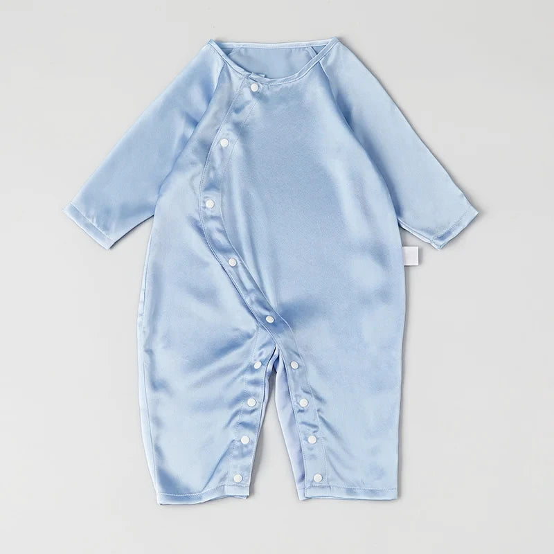 Premium Long Sleeve Button-Down Baby Silk Onesies - Soft & Comfortable Infant Romper for Newborns & Toddlers - Perfect for Special Occasions, Photo Shoots & Everyday Wear