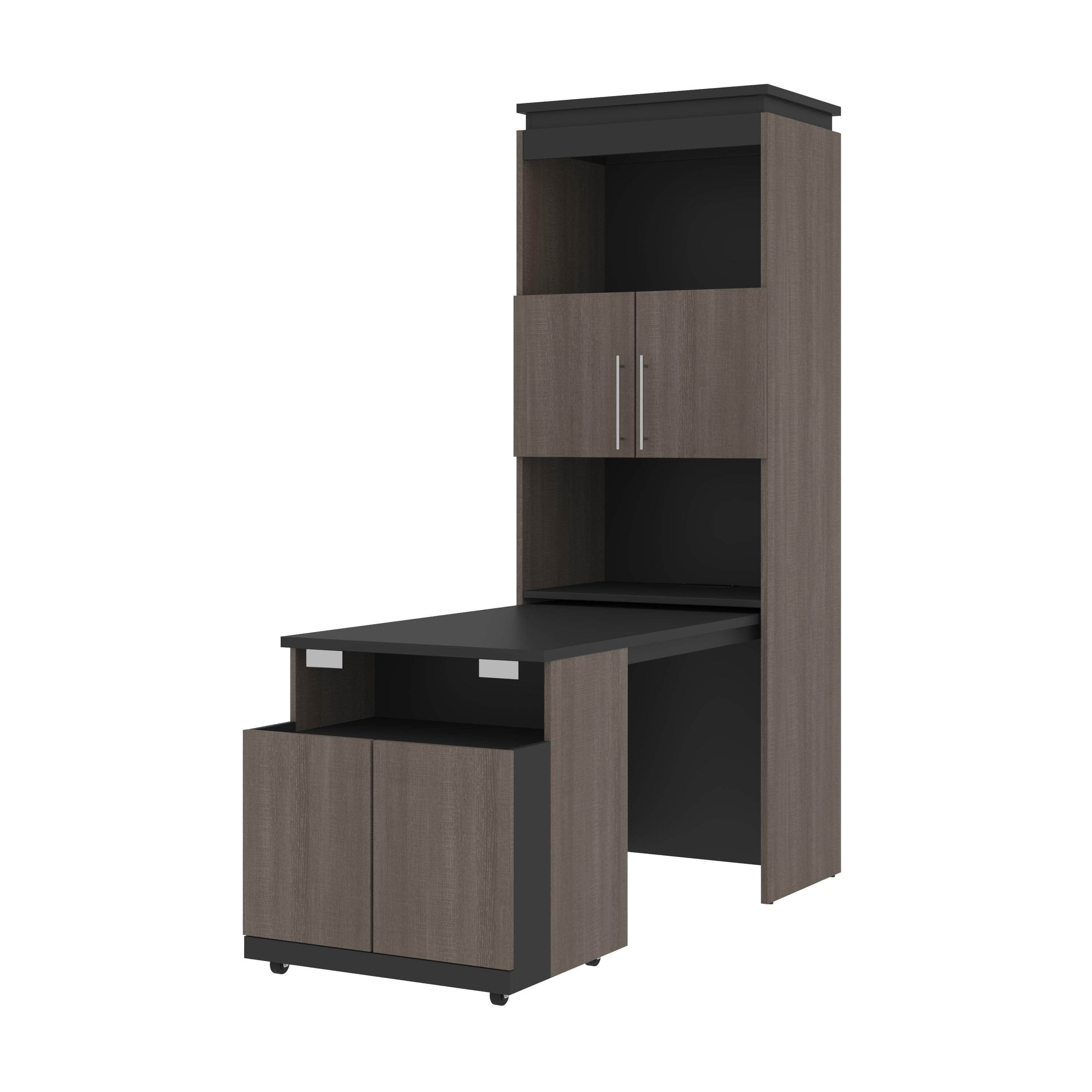 Orion Shelving Unit with Fold Out Desk - 2 Colors | Space-Saving Home Office Storage & Workspace for Small Rooms