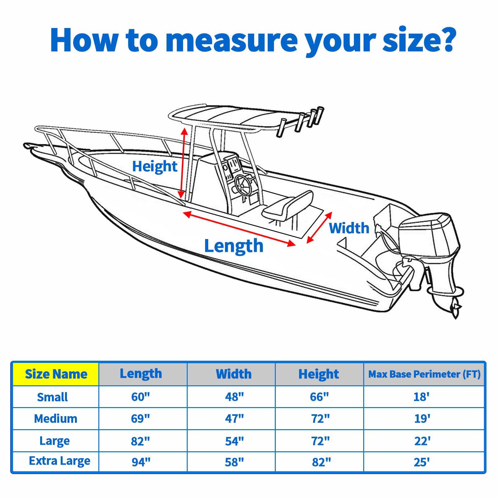 **600D Heavy Duty Waterproof T-Top Boat Cover - Tear-Resistant Polyester Center Console Cover for Boats - Perfect for Marine Protection & Outdoor Storage**