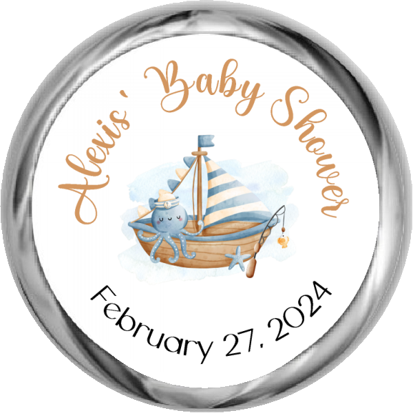Ahoy It's A Boy Baby Shower Stickers - Sweet KISSES Candy Themed Gender Reveal Decorations for Nursery, Party Favors & Scrapbooking