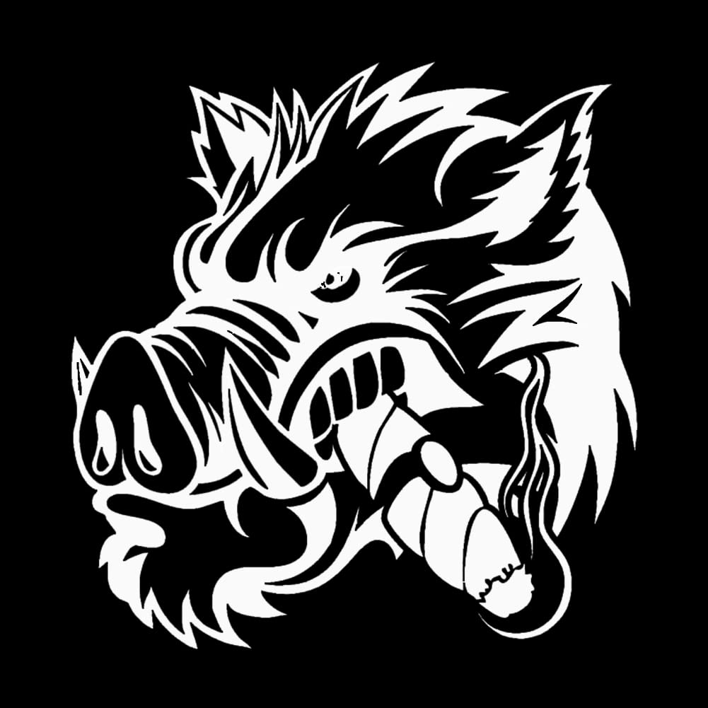 SEADEAR 5-Pack Wild Boar Vinyl Decals - Waterproof Car Stickers for Vehicles, Motorcycles, Helmets, Bumpers, Laptops & Walls (White) - Funny Hunting & Outdoor Adventure Decor