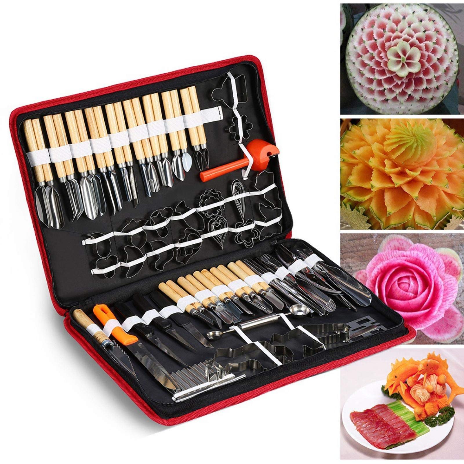 80PCS Professional Culinary Carving Tool Set - Portable Vegetable & Fruit Peeling Carving Kit for Food Garnishing, Cake Decorating, and Kitchen Art - Perfect for Chefs, Home Cooks, and Party Planners