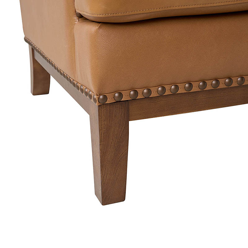 Genuine Leather Mid Century Modern Accent Chair - Rosa Design for Living Room, Office & Lounge - Stylish & Comfortable Seating