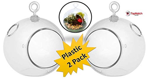 2 Pack Clear Plastic Terrarium Globes - Shatter-Proof DIY Plant Terrarium Kit for Home Decor, Mini Garden & Succulent Display - Perfect for Indoor Plants, Fairy Gardens, and Office Desk Decorations