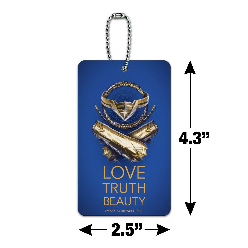 Wonder Woman Movie Inspired Luggage Tag - Love, Truth, Beauty Design - Durable Carry-On ID Tag for Suitcases & Travel Bags - Perfect for Cosplay, Comic Con & Superhero Fans