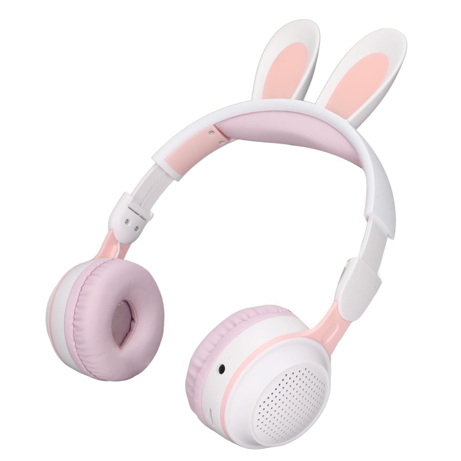 Wireless Bluetooth 5.0 Over-Ear Headphones with LED Lights - Foldable Kids Headset for Online Learning, Gaming, PC & Tablet Use - White Powder Color (Perfect for Remote Classes & Home Entertainment)