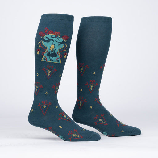 Alice in Wonderland Knee High Socks - Fun Cartoon Stretch Socks for Women & Teens - Perfect for Cosplay, Gift Giving & Everyday Wear
