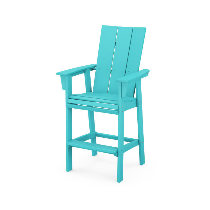 POLYWOOD Modern Curveback Adirondack Bar Chair - Outdoor Patio Furniture, Weather-Resistant Plastic Adirondack Bar Stool for Deck, Poolside & Backyard Relaxation