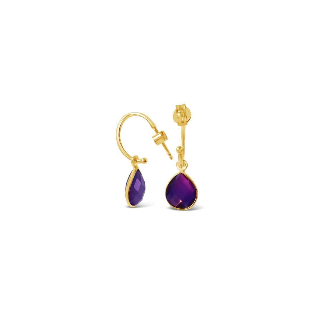 14K Gold Amethyst Hoop Earrings for Women - February Birthstone Jewelry - Perfect for Valentine's Day Gifts & Special Occasions