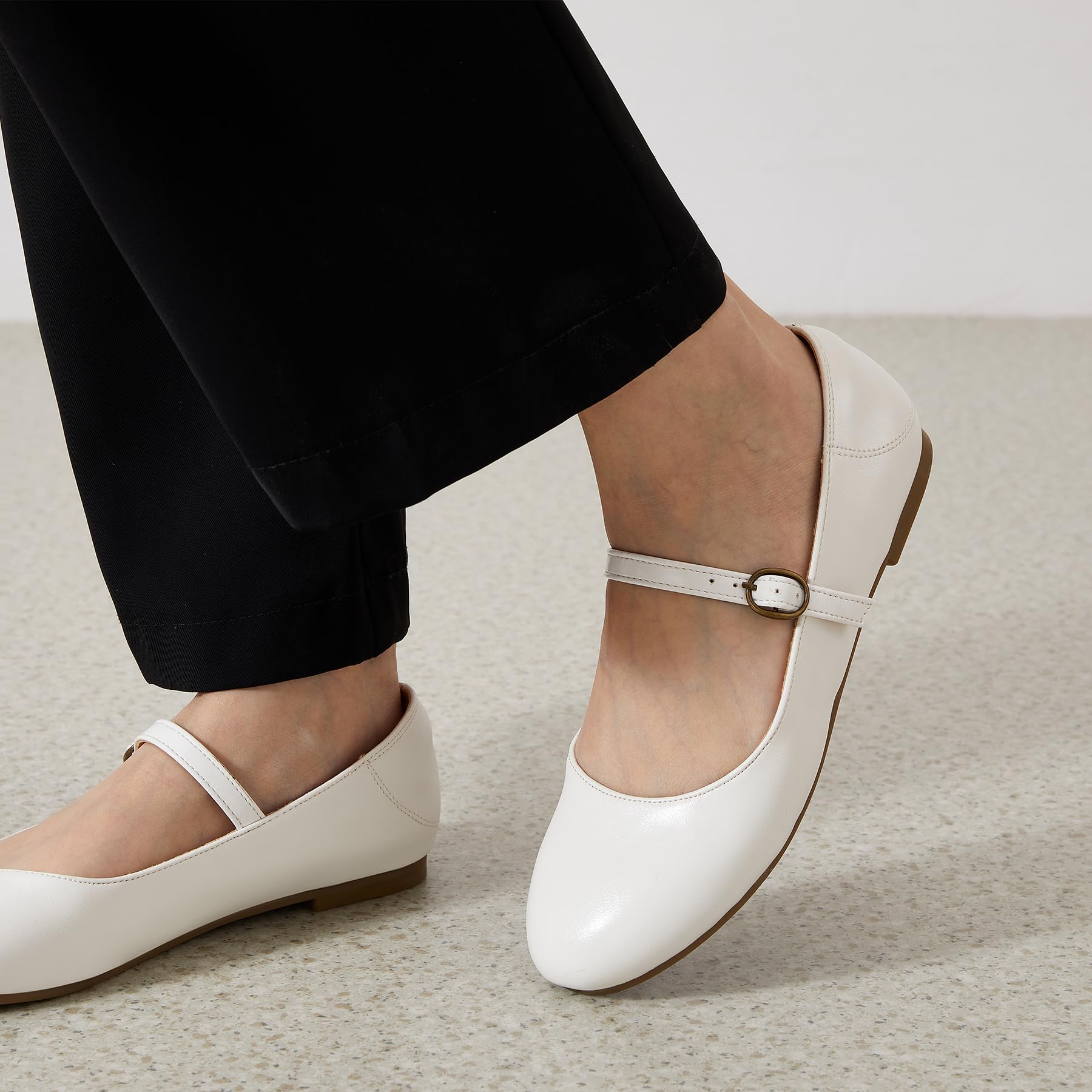 Rekayla Women's Mary Jane Flats - Comfortable Round Toe Slip-On Ballet Shoes for Work, Office & Dressy Occasions